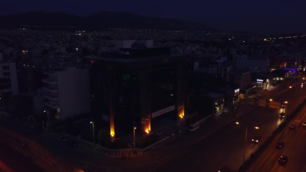 Aerial Footage Dark Hellenic Olympic Committee Building Athens Greece — Wideo stockowe