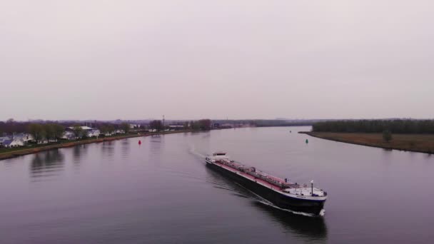 Letecké Létání Pohled Monika Vnitrozemské Tanker Loď Navigace Oude Maas — Stock video