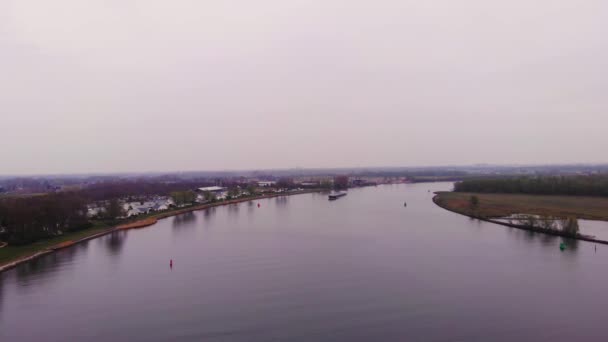 Flygfoto Över Monika Inland Tanker Ship Navigating Oude Maas Distance — Stockvideo