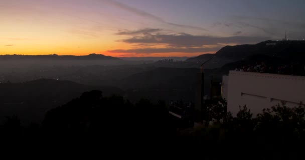 View Colorful Sky Sunset Griffith Observatory Los Angeles Usa Beautiful — Stockvideo