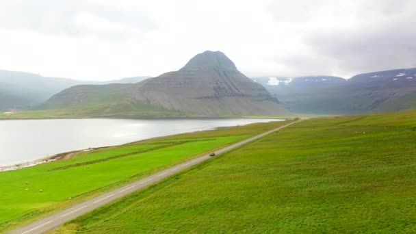 Pusty Krajobraz Islandii Śledzenia Samochodu — Wideo stockowe