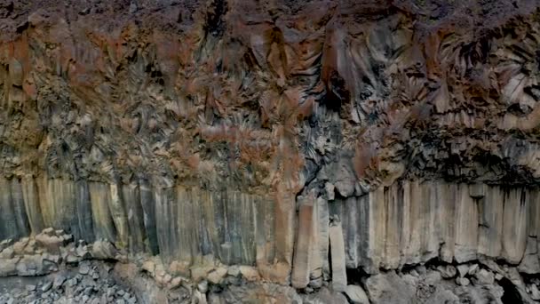 Pan Shot Geological Formation Rock Iceland — Vídeos de Stock