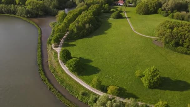 German Lake Park Aerial View — Vídeos de Stock