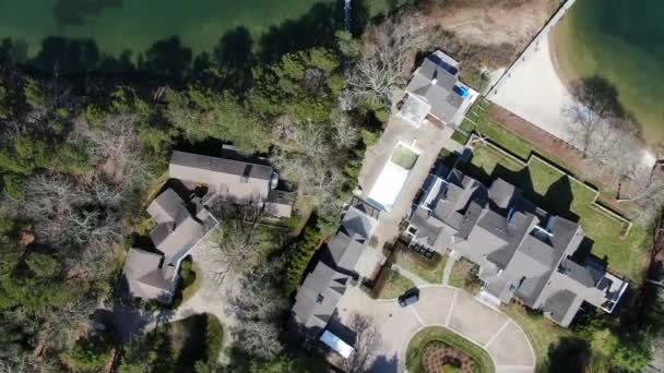 Coastal Luxury Estate Small Pier America Aerial Top View — Stockvideo