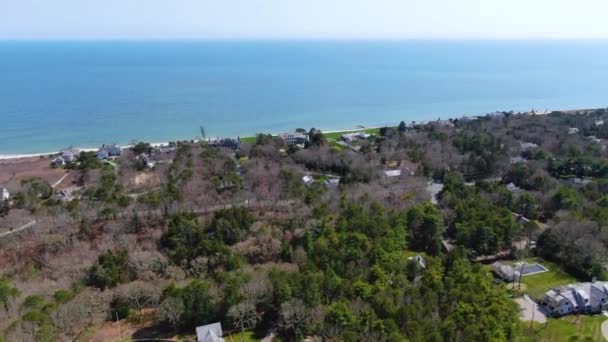 Osterville Township Atlantic Ocean Coastline Aerial View — Video