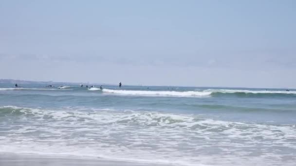 Surfers Training How Ride Wave — Stock Video