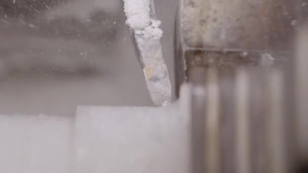 Machine Grinding Piece Makrana Marble Close Gimbal — Vídeos de Stock