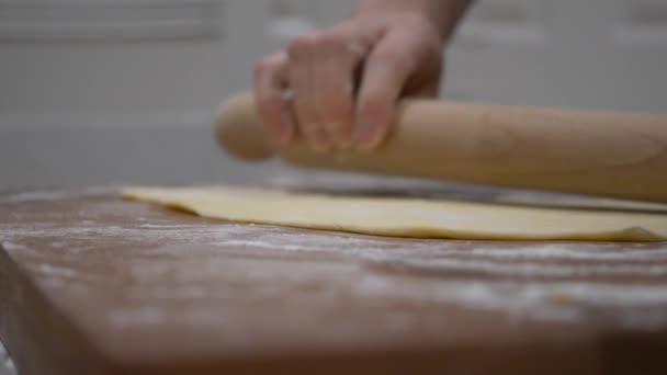 Allzweck Mehlteig Rollen Faworki Polieren Gericht Machen — Stockvideo