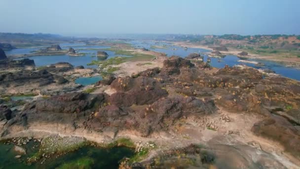 Reprise Aérienne Dessus Vallée Rivière Narmada Vadodara Gujrat Inde Vue — Video