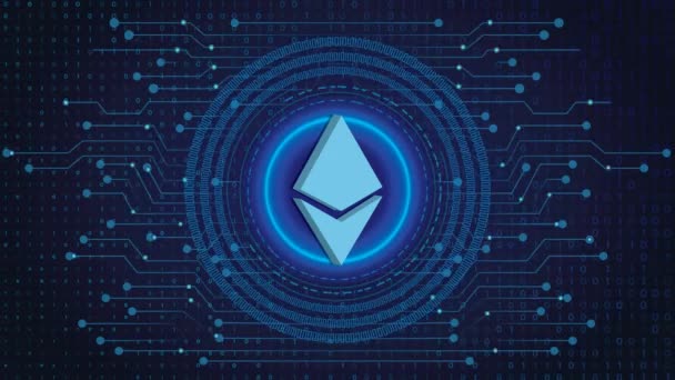 Ethereum Crypto Blockchain Κρυπτογράφησης Νόμισμα Ψηφιακή Κρυπτογράφηση Ψηφιακή Ανταλλαγή Χρημάτων — Αρχείο Βίντεο