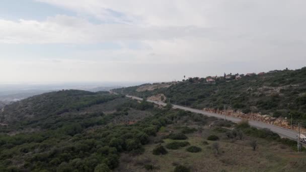 Aerial View Landscape Empty Highway Israel Katzir Sun Light Aerial — Stock videók