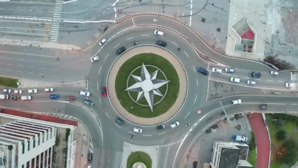Rotonde Stad Genua Italië Drone Wijst Naar Beneden Stijgt Toont — Stockvideo