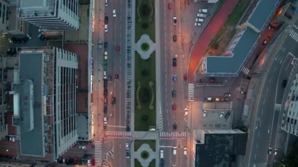 Roundabout City Genoa Italy Drone Pointing Showing More Traffic — Stock Video