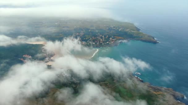 Cantabria Coastline Scenic Ajo Bay Aerial View Clouds Spain — Vídeo de stock