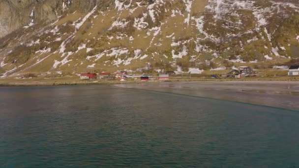 Scenic Uitzicht Parkeerplaats Camping Bij Het Strand Grotfjord Beach Kvaloya — Stockvideo