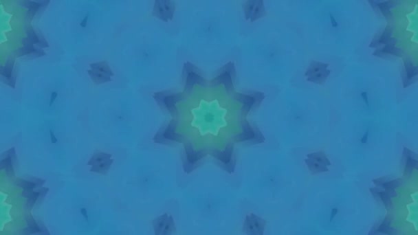 Flori Model Caleidoscopic Fundal Animație Albastru Verde Redat — Videoclip de stoc