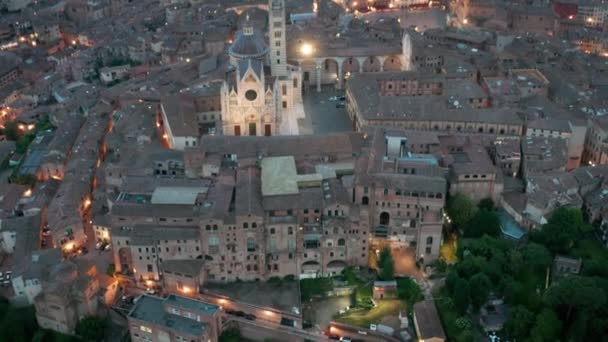 Vista Aerea Del Centro Siena Toscana Dronw Andando All Indietro — Video Stock
