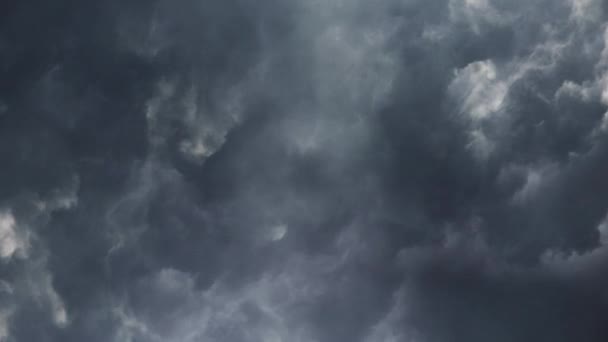 Thunderstorm Dramatic Background Lightings Sky Dark Clouds — Vídeos de Stock