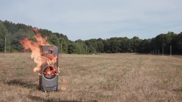 Speaker Fire Field While Playing Music — Vídeo de Stock