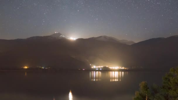 Nightlapse Mountains Lake — ストック動画