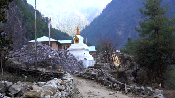 Stupa Trail Way Everest Base Camp Himalaya Mountains Nepal — Stock Video
