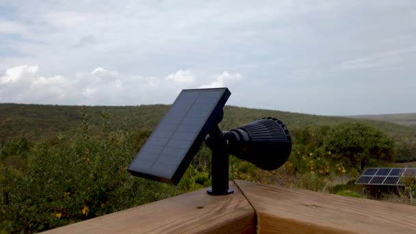 Сонячне Світло Сонячні Батареї Відкритому Повітрі — стокове відео