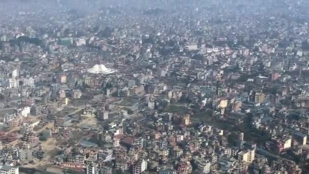 Flying Low City Kathmandu Nepal Huge Population Density — Stock Video