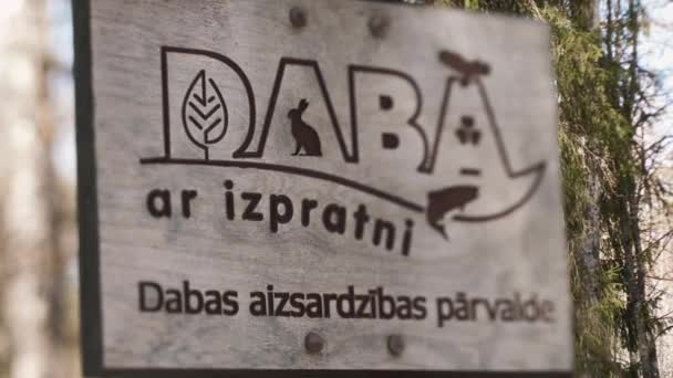 ラトビアの森の中の情報ボード — ストック動画