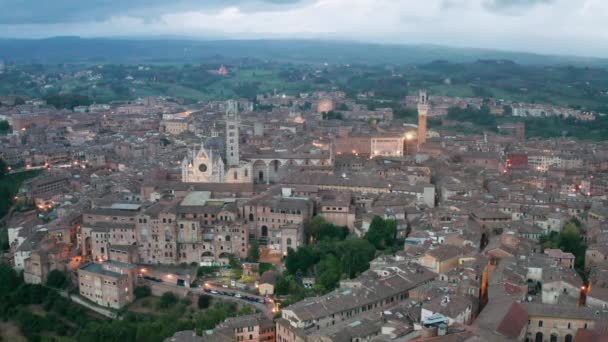 Aerial View Siena Sunset Lateral Movement — Stock Video