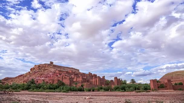 Zeitraffer Aufnahme Der Stadt Ben Haddou Auf Einem Hügel Marokkanischen — Stockvideo