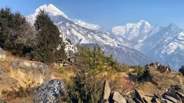 Rugged Trail Everest Base Camp Himalaya Mountains Nepal — Stockvideo