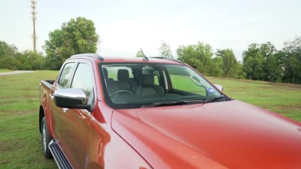 Malaysia March 2022 Private Pickup Car Dark Orange Color Isuzu — Vídeos de Stock