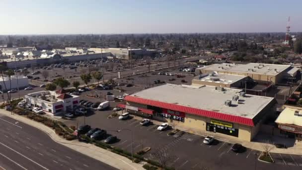 Out Burger Fastfood Reilly Winkel Visalia Californië Vliegtuig Drone Overvliegen — Stockvideo