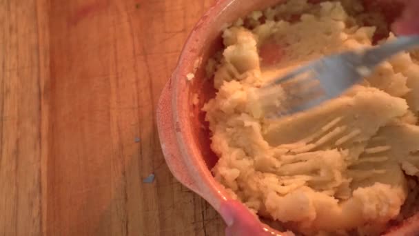 Mashing Potatoes Rustic Setup — Stock Video