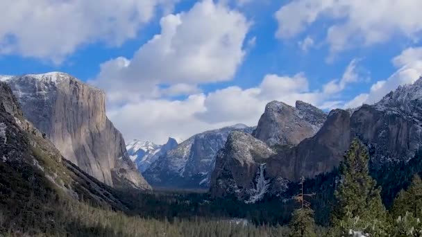 Time Lapse Tunnel View Yosemite National Park Winter Tunnel View — Stock video