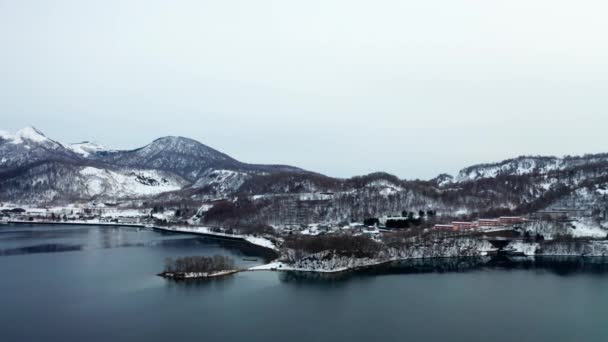 Вид Воздуха Озеро Тойя — стоковое видео