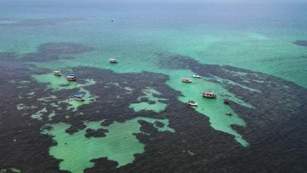 Aerial View Natural Pools Reef Tourist Boats Caramuanas Beach Todos — Video Stock