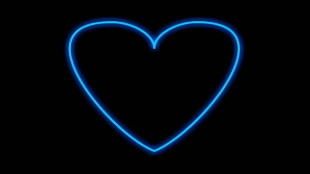 Neon light border láska srdce tvar animace na černém pozadí.moderní okraj s prázdným kopírovacím prostorem 4K