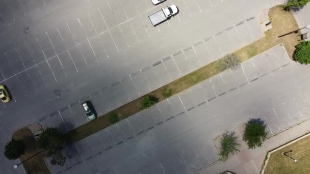 Slow Motion Drone Aerial Footage Vast Empty Parking Lot Two — Stock Video