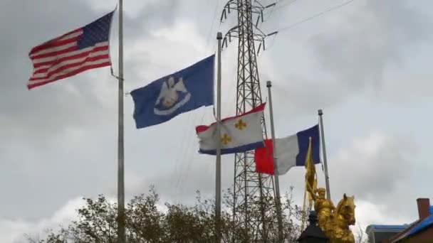 United States Louisiana New Orleans French Flags High Winds — Wideo stockowe