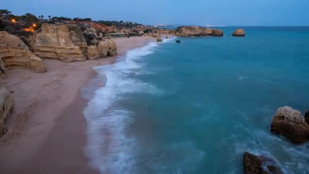 Timelapse Beach Praia San Paulo Portugal Dusty Sunset — Vídeo de Stock