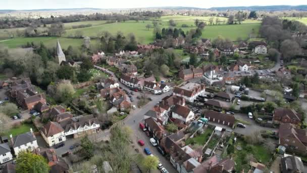 Shere Byn Surrey Storbritannien Antenn Drönare Synpunkt Bilder — Stockvideo