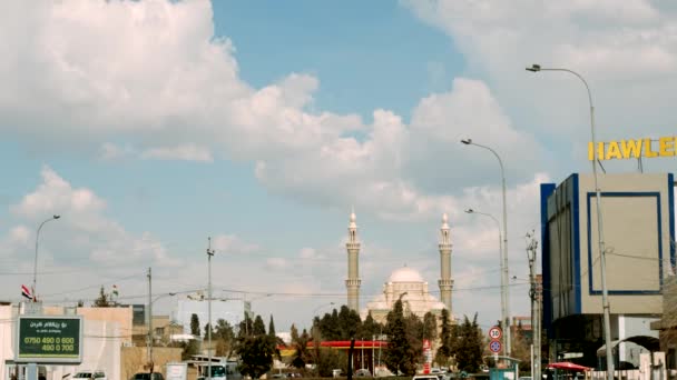 Islamisk Moské Och Skyline Erbil Kurdistan Irak — Stockvideo