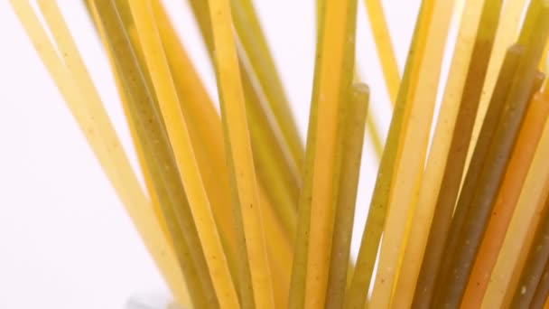 Detail Shot Colored Spaghetti Macro Shot Rotating Motion View Close — Video Stock