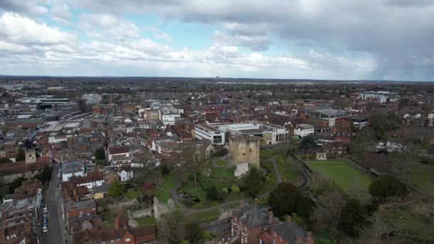 Guildford Centrum Miasta Surrey Wielka Brytania Panning Drone Anteny — Wideo stockowe