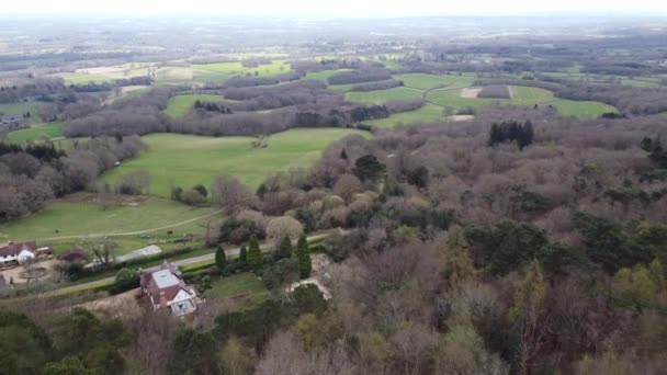 Leith Hill Und Tower Surrey Hills Aussichtspunkt Über Südengland Drohnen — Stockvideo