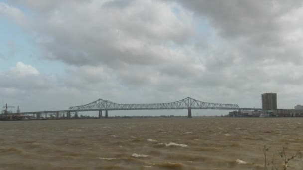 Nad Rzeką Mississippi Crescent City Connection — Wideo stockowe