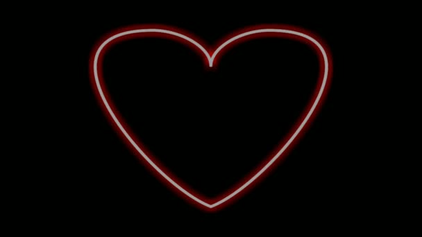 Multicolor Neon Light Border Love Heart Shape Animation Black Background — ストック動画