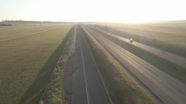 Motorway Dublin Ireland Early Morning Sunrise Pull Back Shot — Video Stock