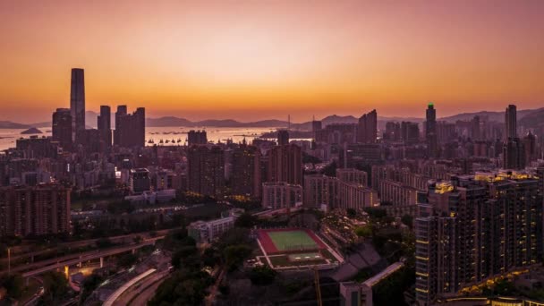 Hyperlapse Kota Hong Kong Pada Malam Hari Oleh Dji Mavic3 — Stok Video